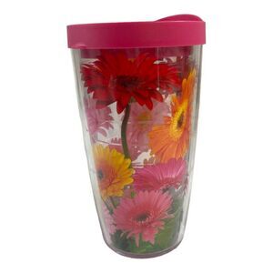 Tervis 16oz Floral Tumbler Gerber Daisies Pink Lid Insulated Flowers Spring